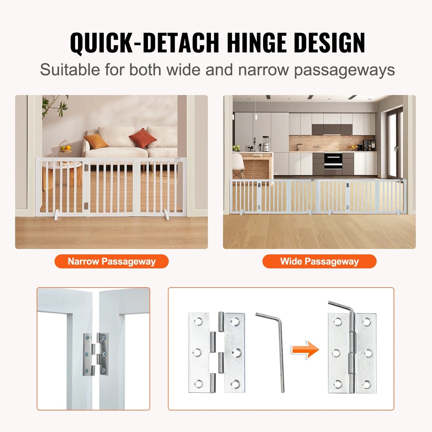 Freestanding Pet Gate Expandable Dog Barrier