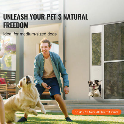 Dog Door Sliding Glass Door Adjustable Height Aluminum Frame Tempered Glass Pet Door
