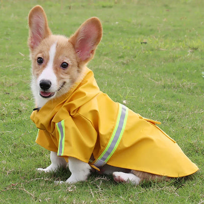 Large Dog Raincoat Corgi Cloak Style Puppy Waterproof Dog Clothes Reflective