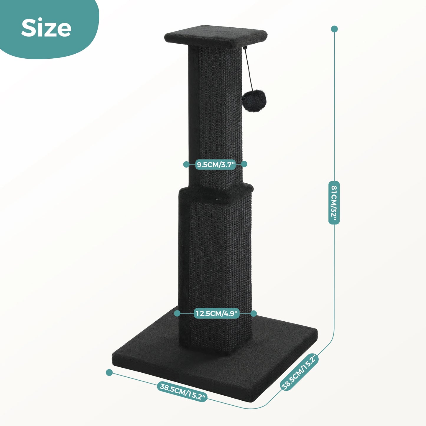 Ultimate Scratch Post with Woven Sisal Dangling Ball Tall Cat Scratcher