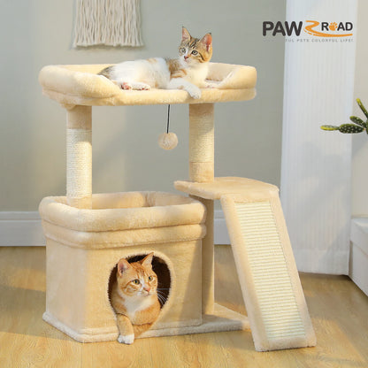 Small Cat Tree Sisal Scratching Post and Pad Wide Top Perch Large Cat Condo Cat Scratchers