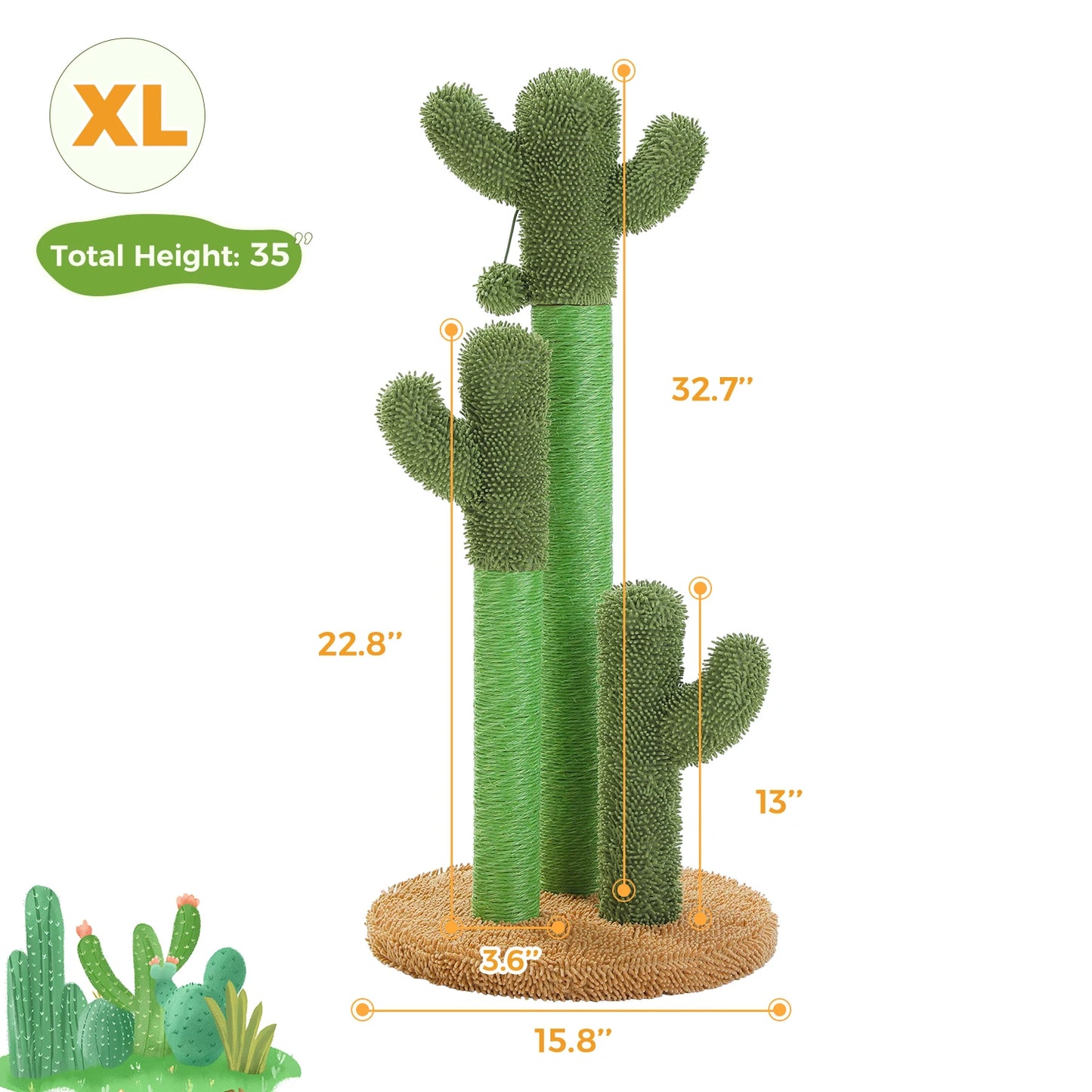 Cactus Cat Tree with Lagre Condo, Hammock, Dangling Ball