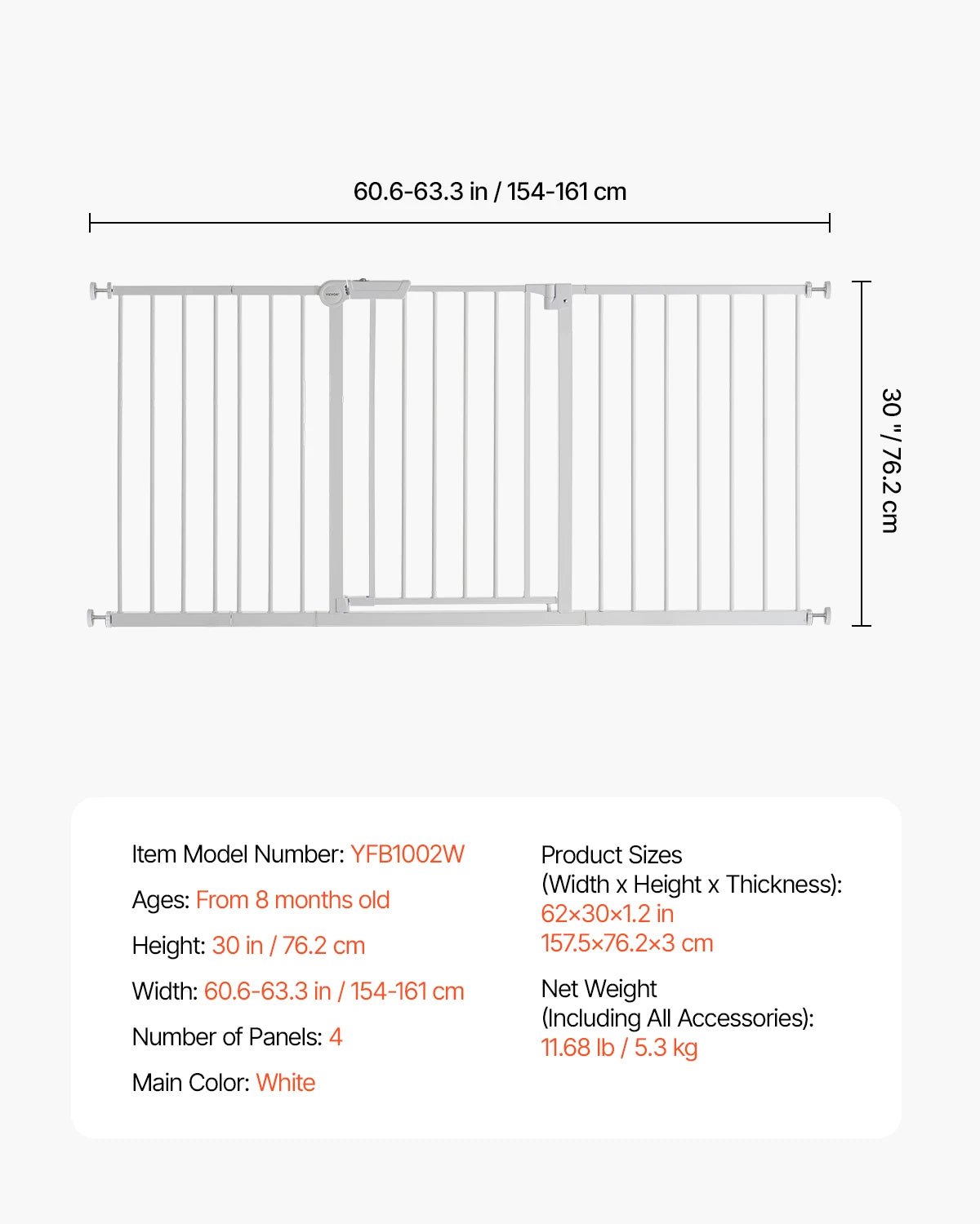 Baby Gate 28/30/36 Inches