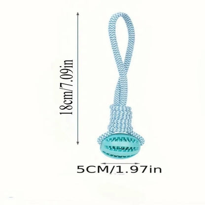 Cotton Rope & Rubber Dog Chew Ball, Treat Dispenser Toy.