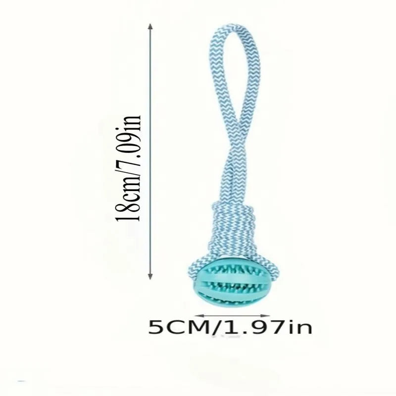 Cotton Rope & Rubber Dog Chew Ball, Treat Dispenser Toy.