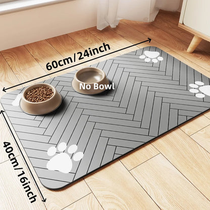 Mat-Absorbent Pet Placemat for Food and Water Bowl with Waterproof Rubber Backing Quick Dry Water Mat