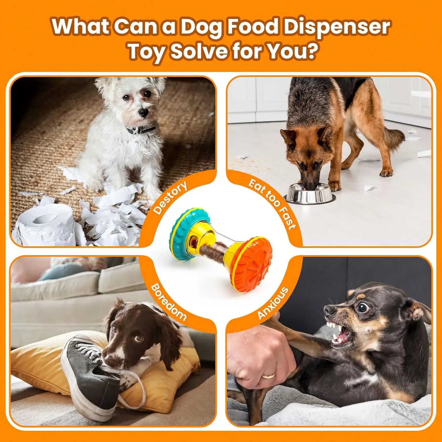 Interactive Dog Puzzle for Boredom Treat Dispensing Slow Feeder