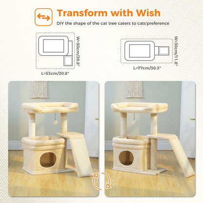Small Cat Tree Sisal Scratching Post and Pad Wide Top Perch Large Cat Condo Cat Scratchers