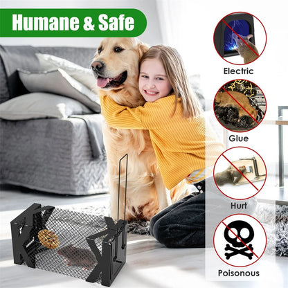 2PCS Humane Mouse Trap Cage, Non-Lethal (No Electricity/Glue/Chemicals), Heavy Duty 1.15mm Metal (Rustproof), Easy Catch Release