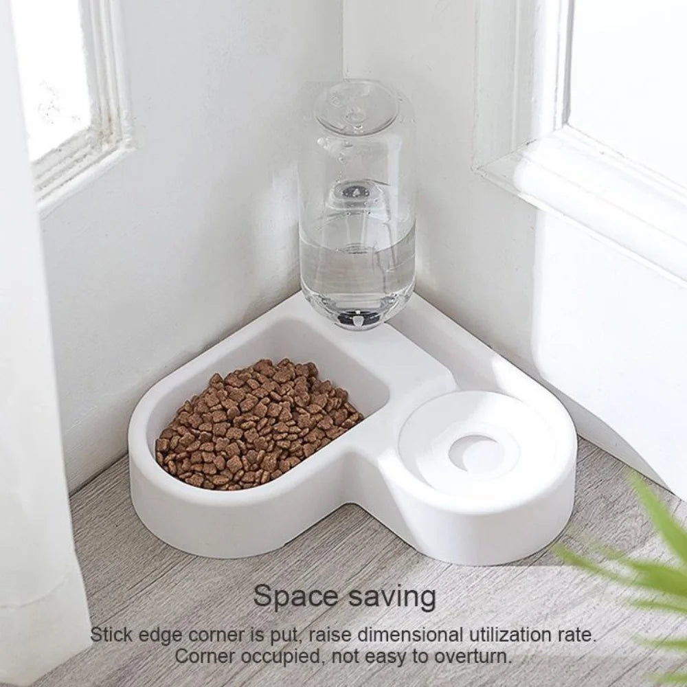 Automatic Pet Feeder & Water Bowl 500ml, Portable Slow Eating Food Dish for Cats & Dogs