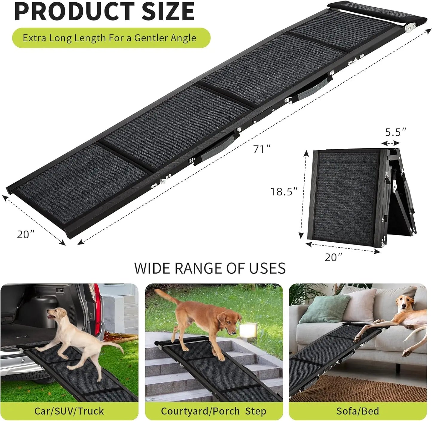 Large Folding Pet Stair Ramps for Truck, SUV