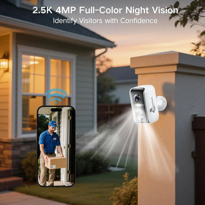 Wireless Outdoor Security Camera with AI Motion Detection, Solar Power, 2K Night Vision, Two-Way Talk