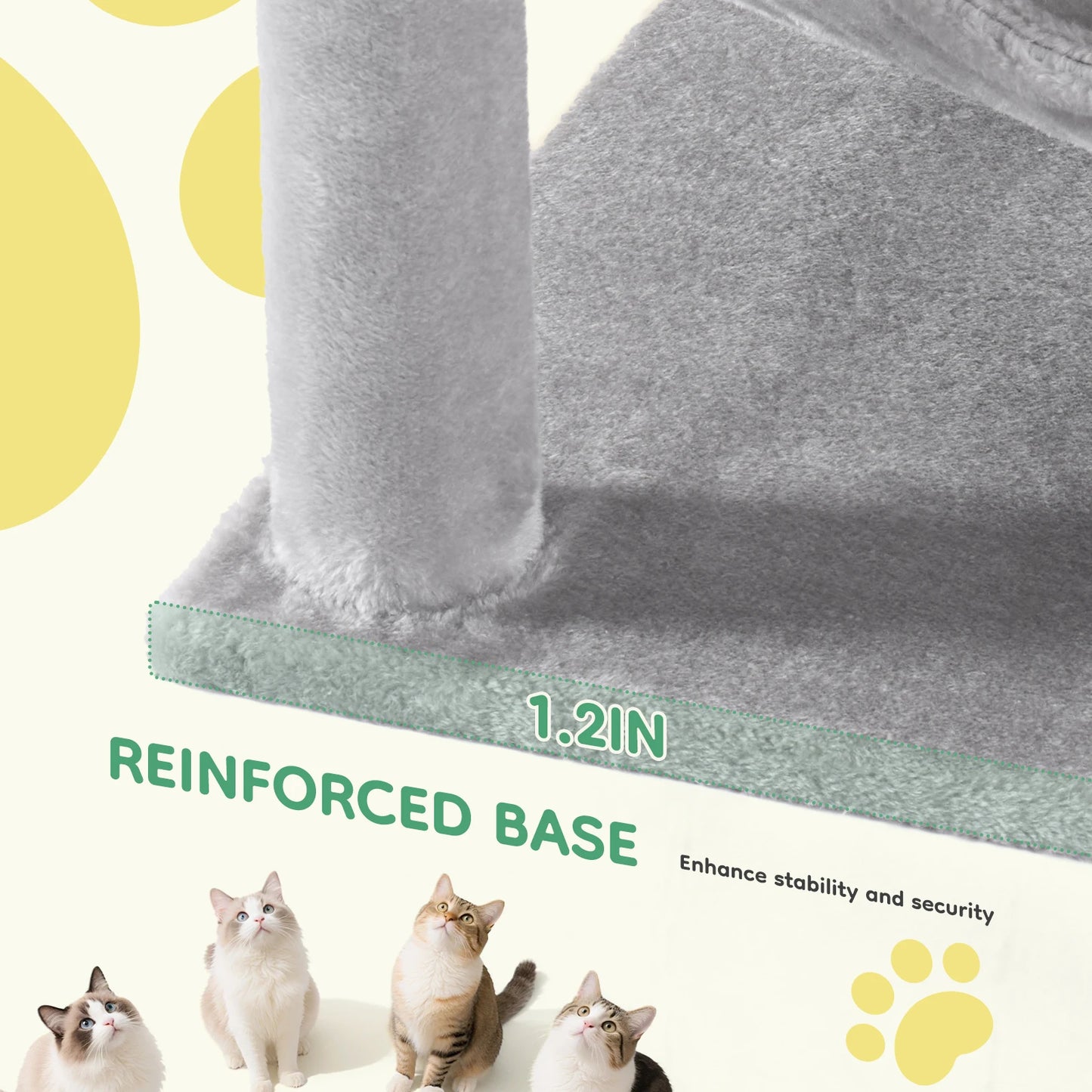 JHK 44In Cat Tree Tall Multi-Cat Climbing Tower Natural Sisal Scratching