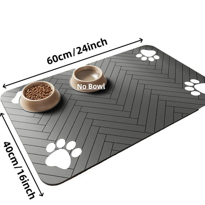 Mat-Absorbent Pet Placemat for Food and Water Bowl with Waterproof Rubber Backing Quick Dry Water Mat