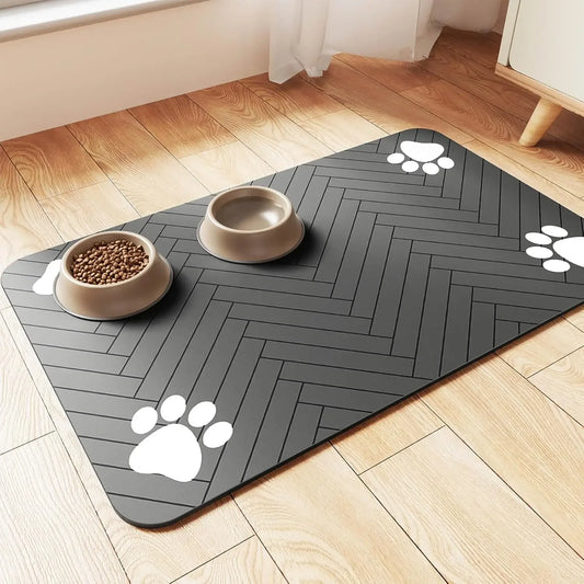 Mat-Absorbent Pet Placemat for Food and Water Bowl with Waterproof Rubber Backing Quick Dry Water Mat