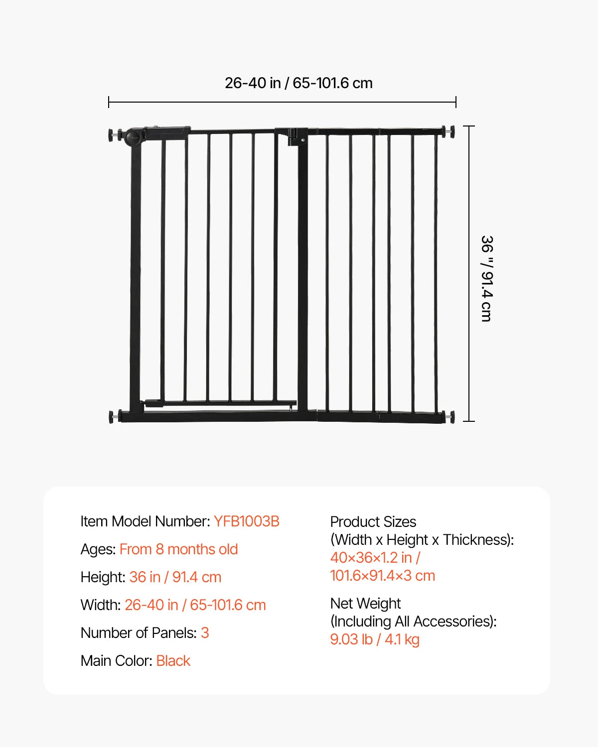 Baby Gate 28/30/36 Inches