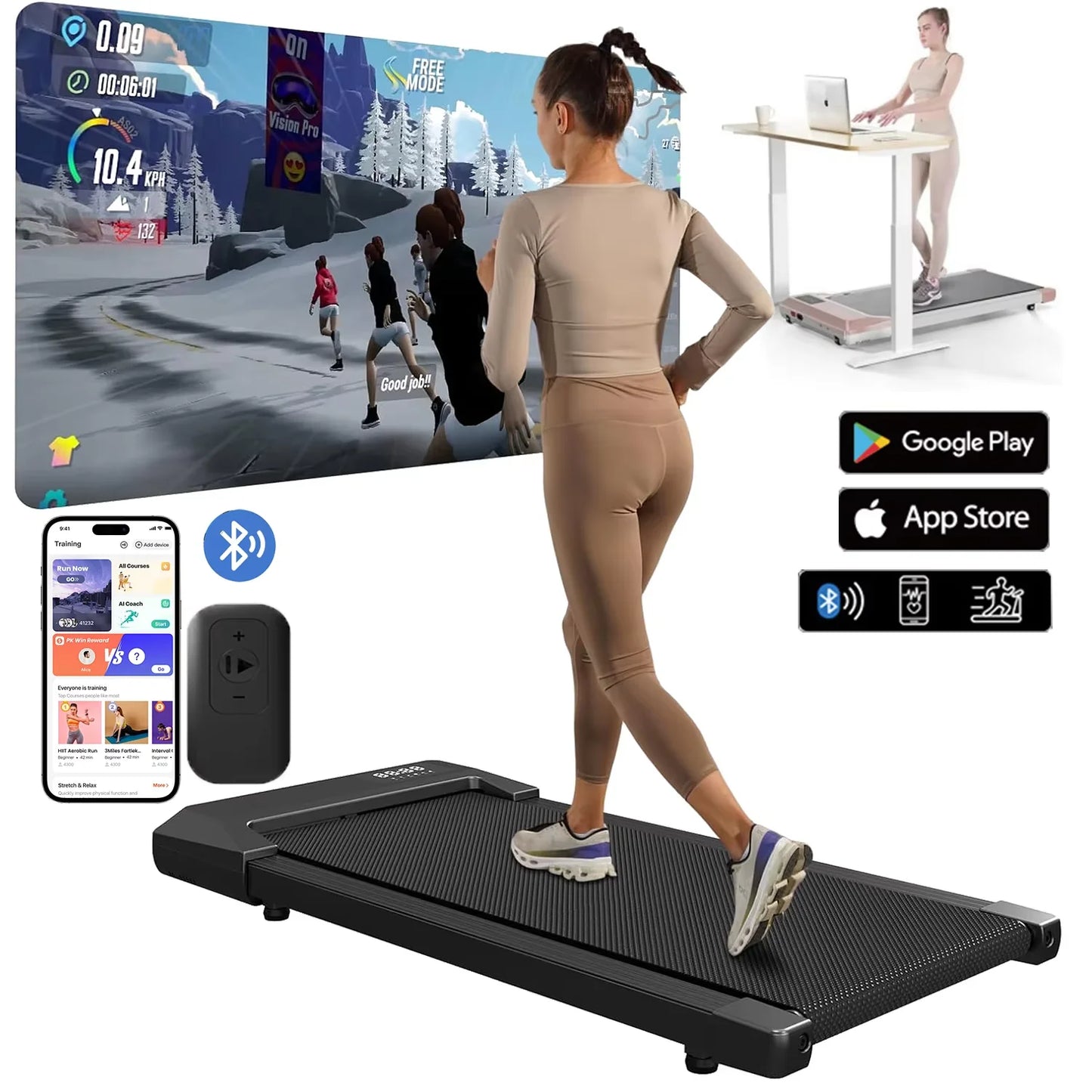 300lbs Treadmill  2in1 Walking Running Fitness Exercise Machine