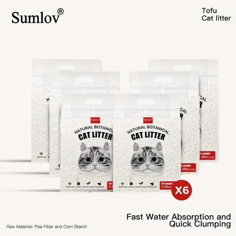 33lbs Sumlov Tofu Cat Litter, Natural Botanical, Dust-Free, Flushable