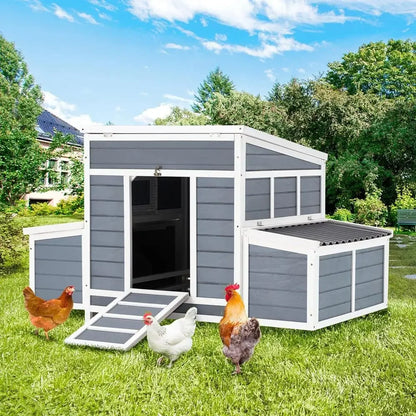 6-Box Nesting Wooden Chicken Coop for Outdoor Backyard, Large Hen House Hutch for Poultry Pets