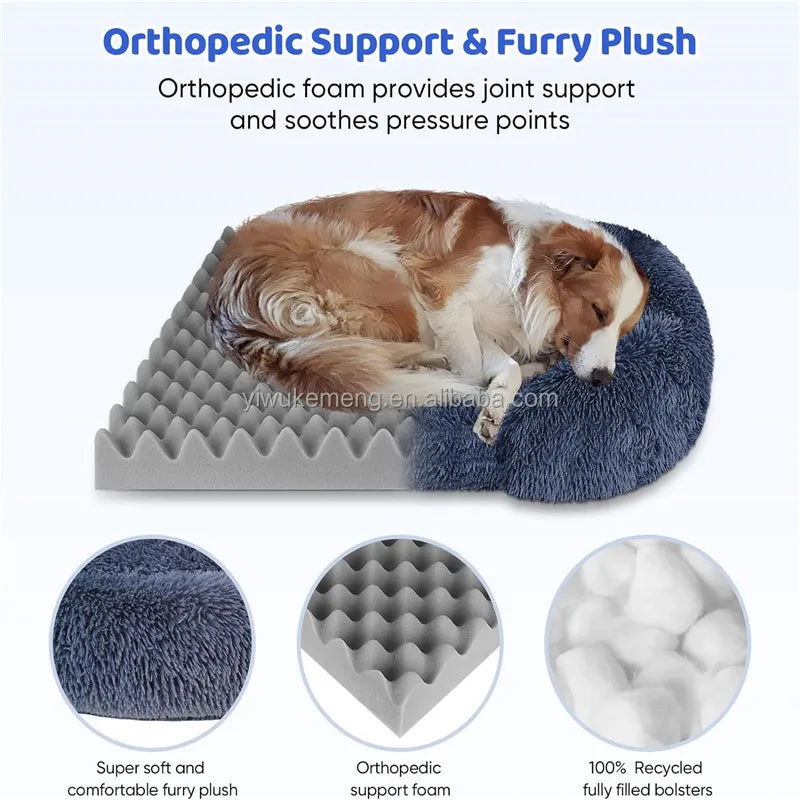 Thickened orthopedic dog bed for large dogs - egg sponge, easy to remove and wash plush cover,