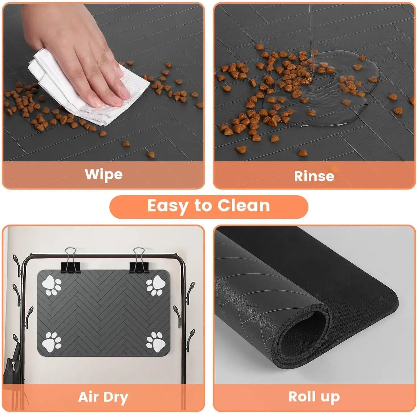 Mat-Absorbent Pet Placemat for Food and Water Bowl with Waterproof Rubber Backing Quick Dry Water Mat