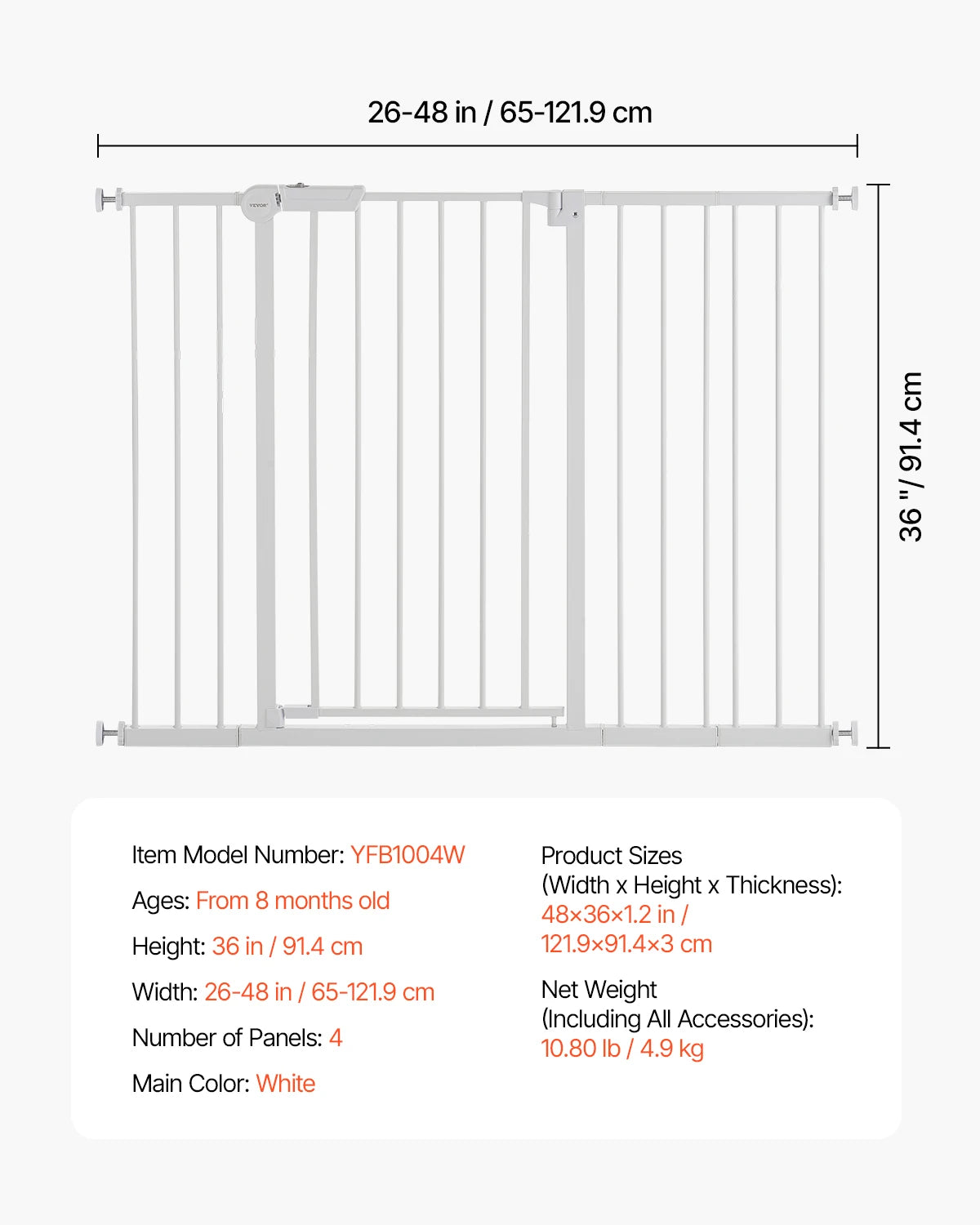 Baby Gate 28/30/36 Inches