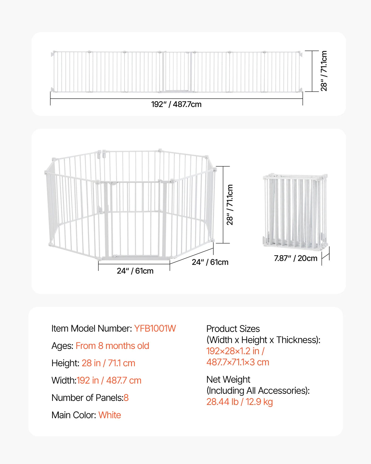 Baby Gate 28/30/36 Inches