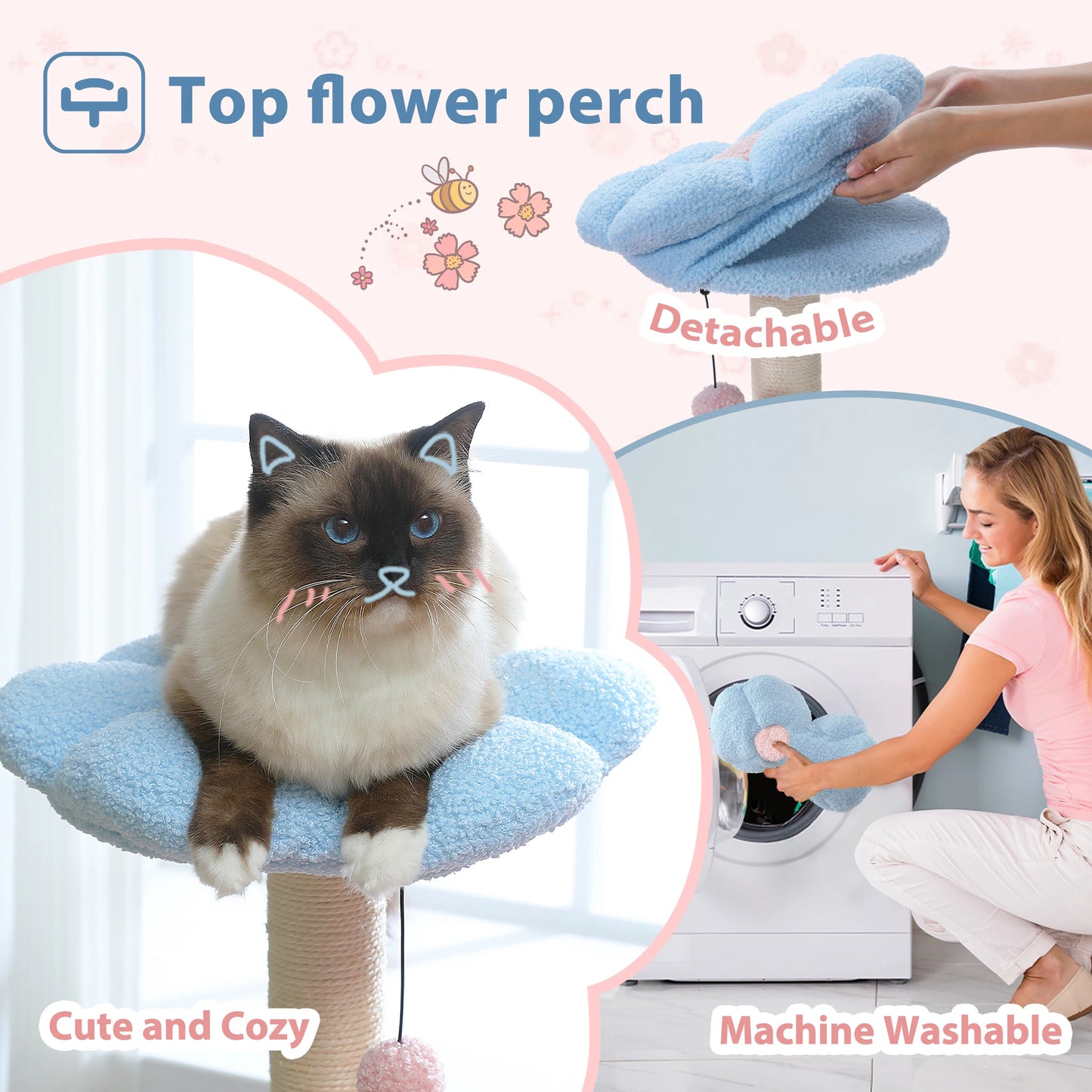 Flower Cat Tree with Sisal Scratching Posts