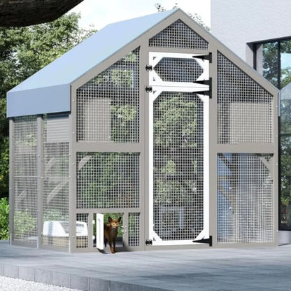 71 H Outdoor Cat Enclosure for Multiple Cats with Weatherproof Roof