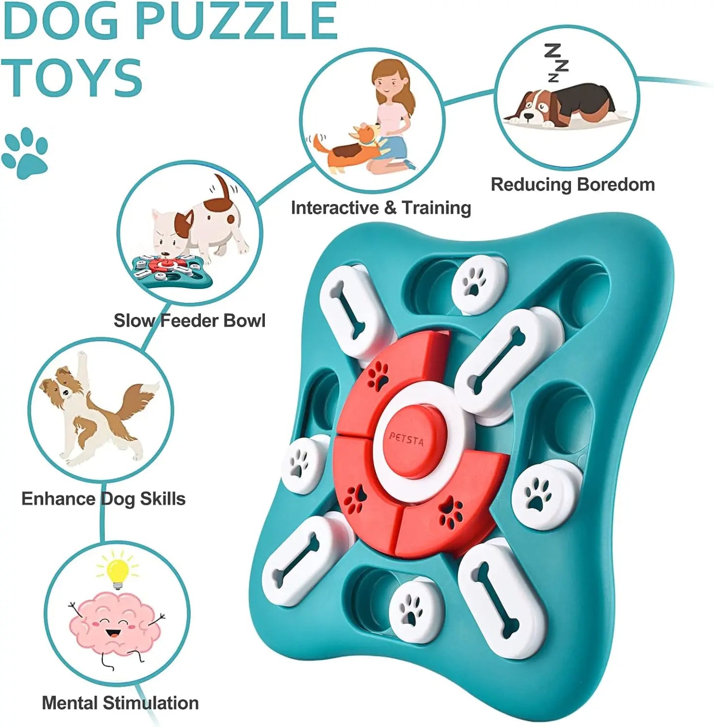 Interactive Dog Puzzle Toys for Brain Stimulation, Treat Dispensing