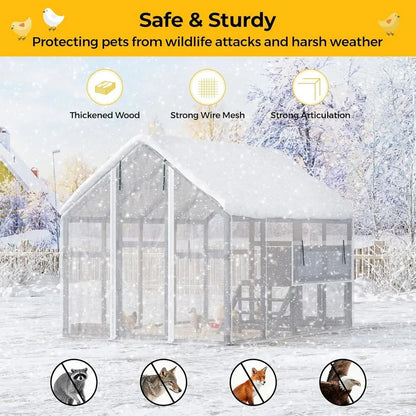 Large Outdoor Chicken Coop with Insulation, Waterproof Cover, 4 Nesting Boxes, Roosting Bars for 10-15 Chickens, 9x6x6ft, Charco