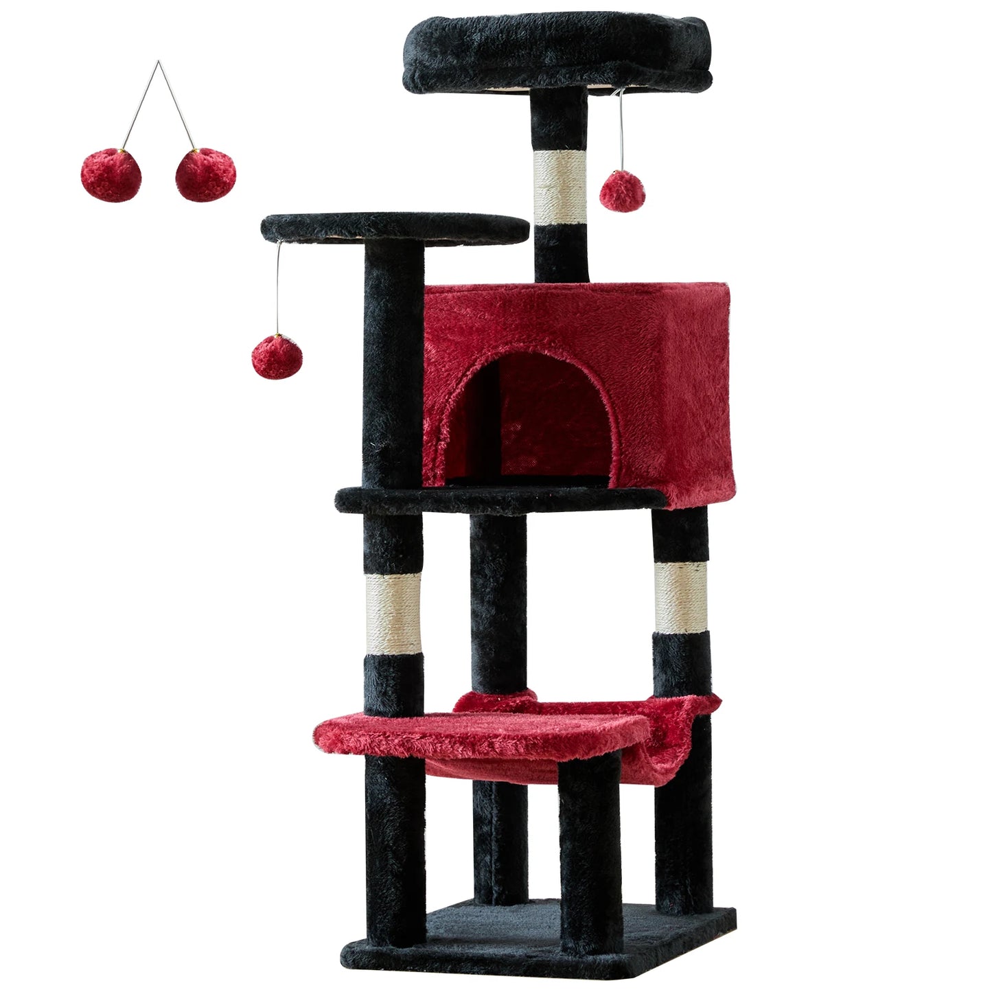 JHK 44In Cat Tree Tall Multi-Cat Climbing Tower Natural Sisal Scratching