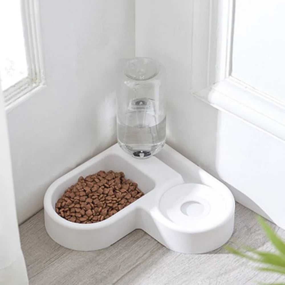 Automatic Pet Feeder & Water Bowl 500ml, Portable Slow Eating Food Dish for Cats & Dogs