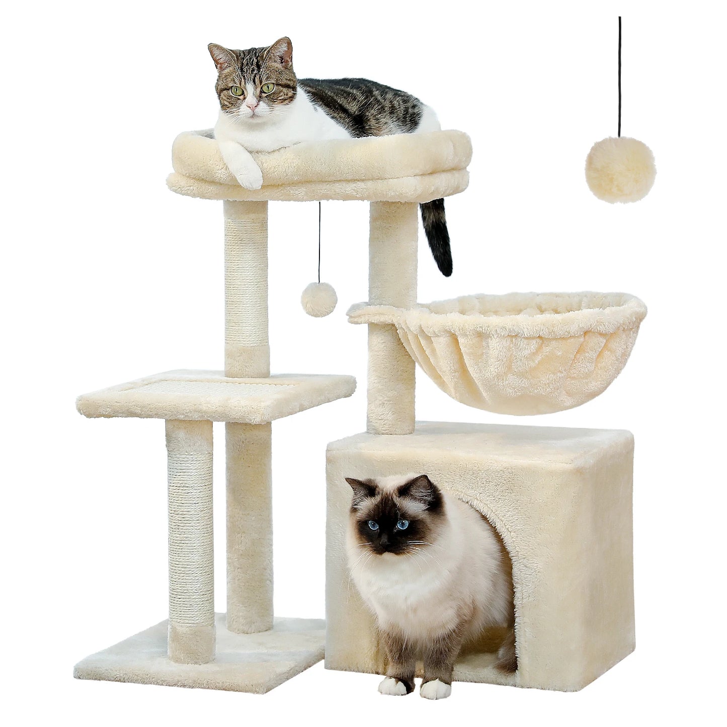 Cat tree, 2 Styles with Cat Scratching Posts Big Hammock and Removable Top Perch Grey