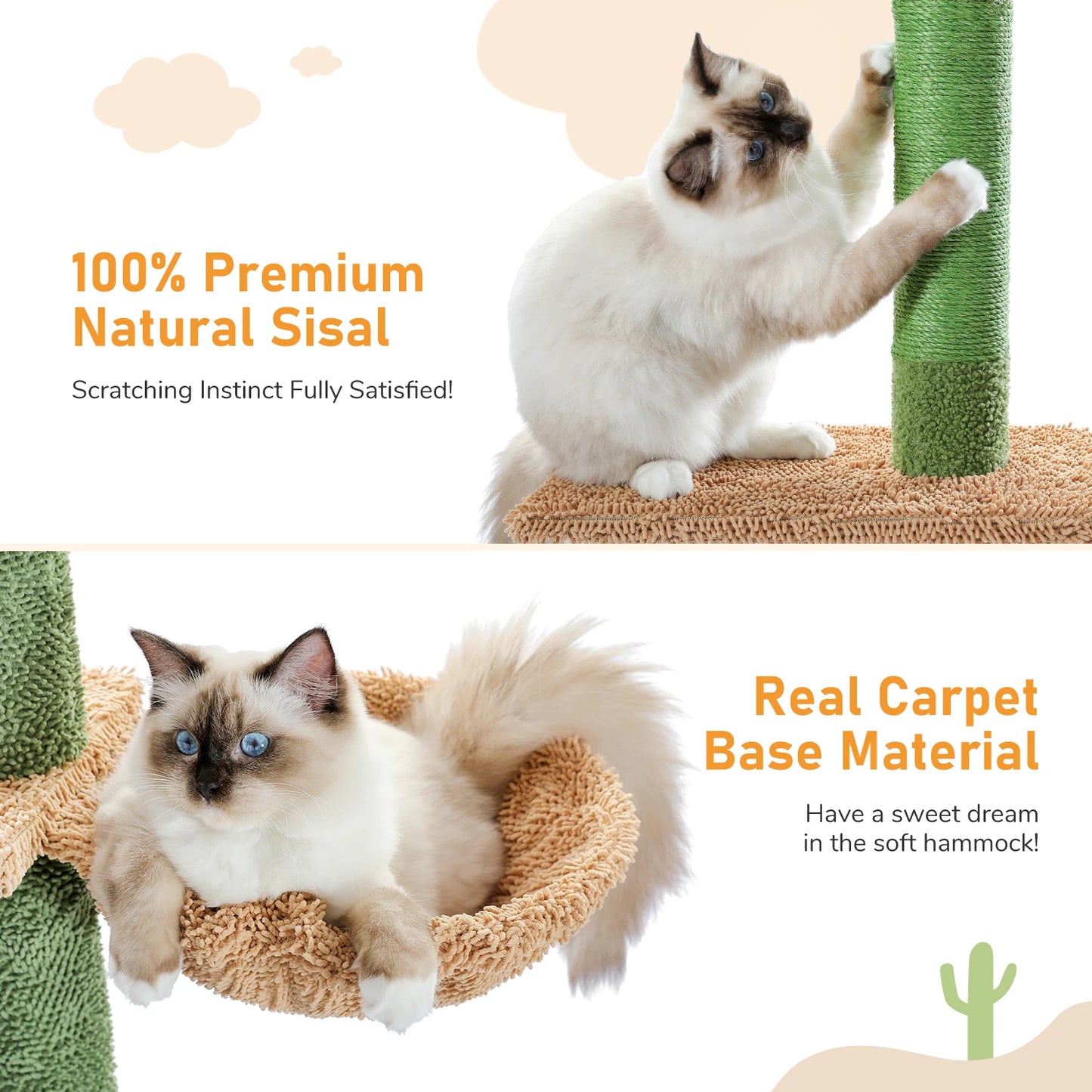 Cat Tree 5-Tier Floor to Ceiling Cat Tower Hammock Dangling Ball for Indoor Cats