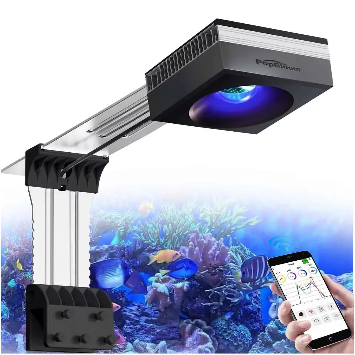 PopBloom RL90 WiFi  Professional Marine Aquarium LED Full Spectrum for Reef Coral SPS/LPS Fish Tank LED