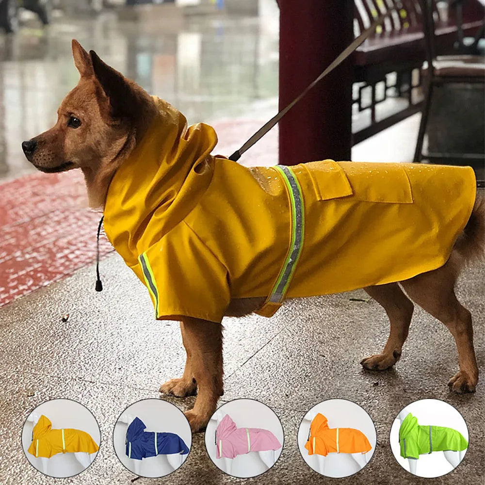 Large Dog Raincoat Corgi Cloak Style Puppy Waterproof Dog Clothes Reflective