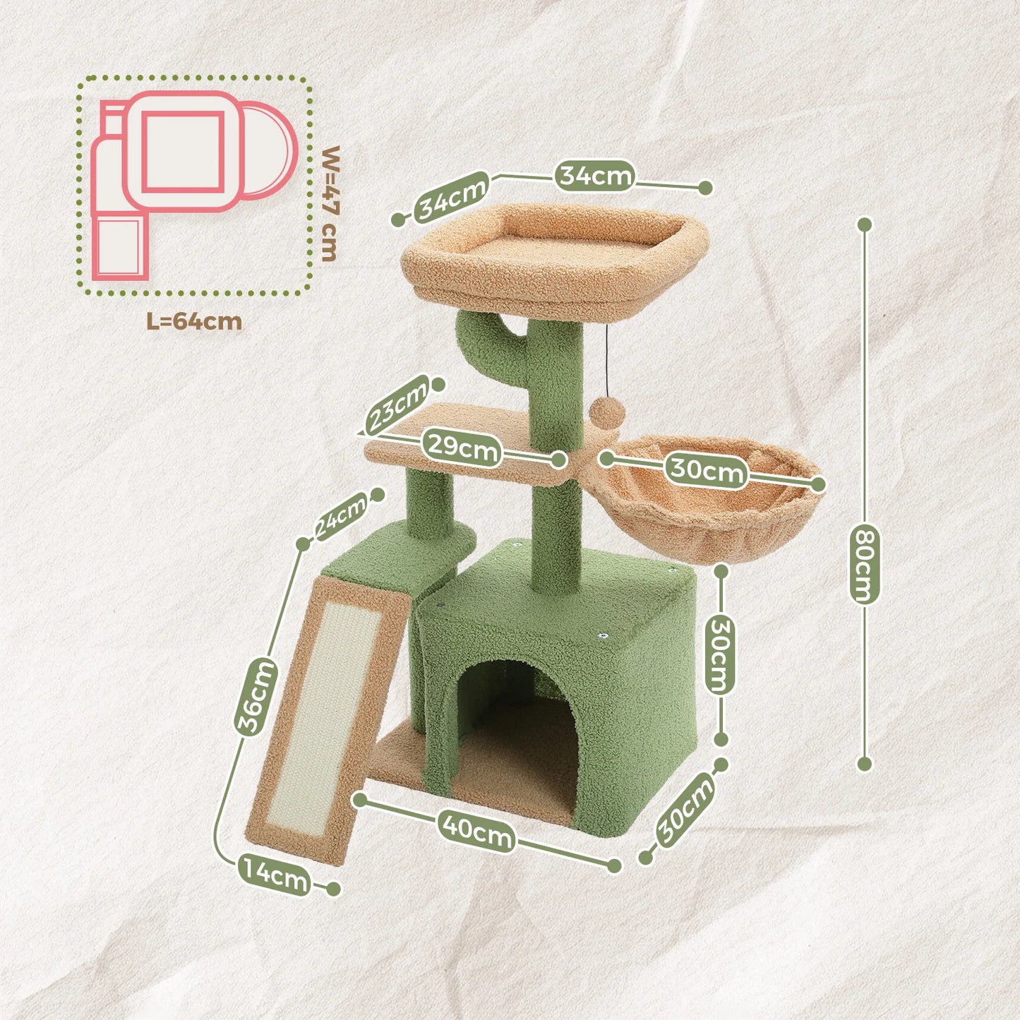 Cat tree, 2 Styles with Cat Scratching Posts Big Hammock and Removable Top Perch Grey