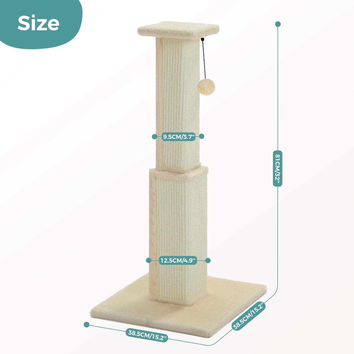 Ultimate Scratch Post with Woven Sisal Dangling Ball Tall Cat Scratcher