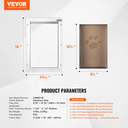 SucceBuy Pet Door Aluminum Frame with Lock and Flap System  Easy to Install in Interior or Exterior Doors