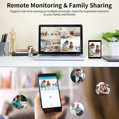 Indoor Security Camera for Home 360° Coverage Color Night Vision 2-Way Audio Motion Detection Customize Zone