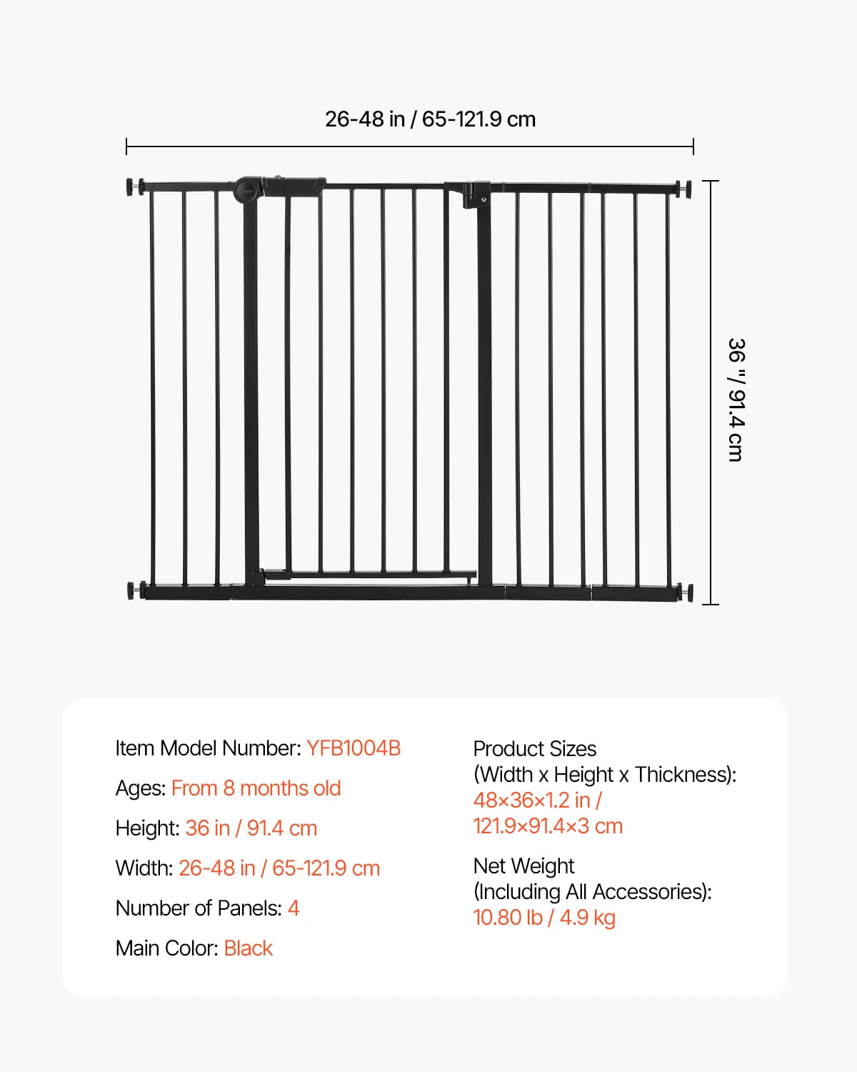 Baby Gate 28/30/36 Inches