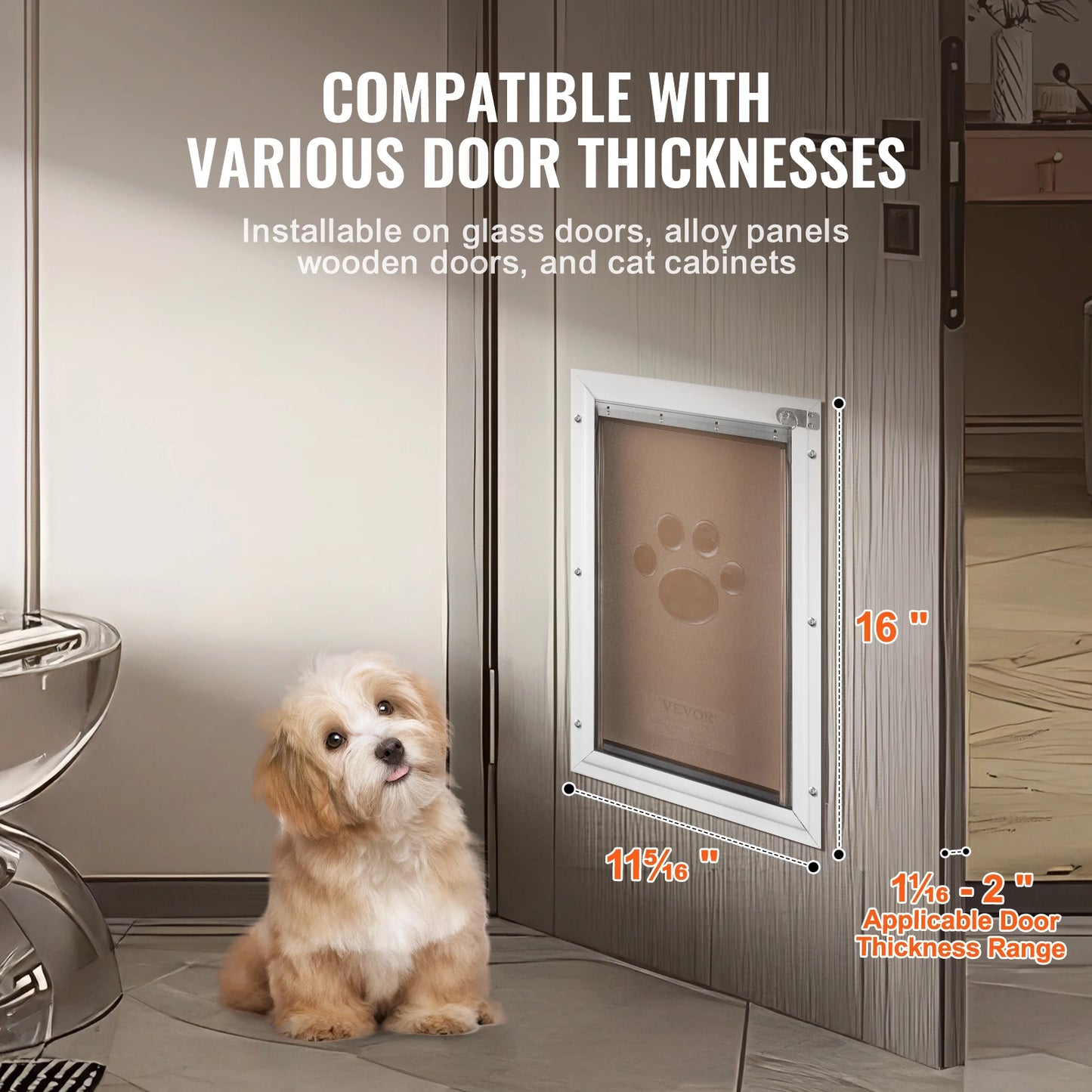 SucceBuy Pet Door Aluminum Frame with Lock and Flap System  Easy to Install in Interior or Exterior Doors