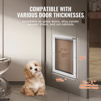 SucceBuy Pet Door Aluminum Frame with Lock and Flap System  Easy to Install in Interior or Exterior Doors