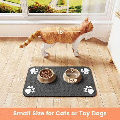 Mat-Absorbent Pet Placemat for Food and Water Bowl with Waterproof Rubber Backing Quick Dry Water Mat