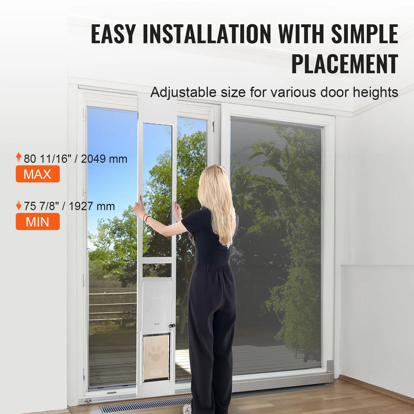 Dog Door Sliding Glass Door Adjustable Height Aluminum Frame Tempered Glass Pet Door