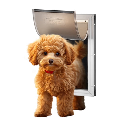 SucceBuy Pet Door Aluminum Frame with Lock and Flap System  Easy to Install in Interior or Exterior Doors