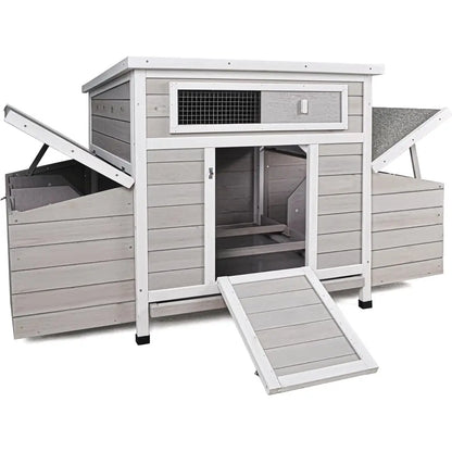 Large Outdoor Chicken Coop with 6 Nesting Boxes, Weatherproof Poultry Enclosure, Removable Tray for Easy Cleaning