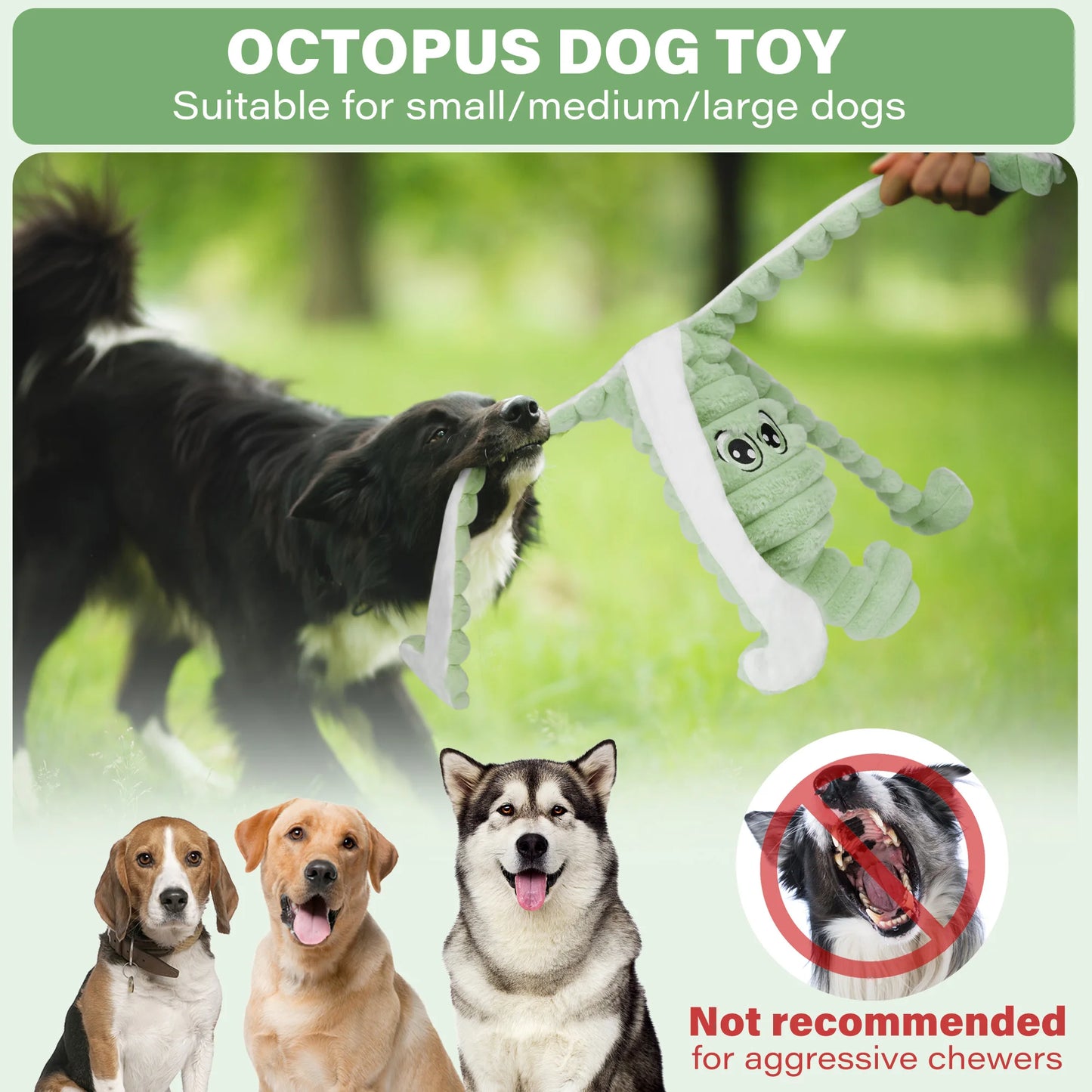 Octopus Pet Grinding Teeth Squeaky Plush Toy,