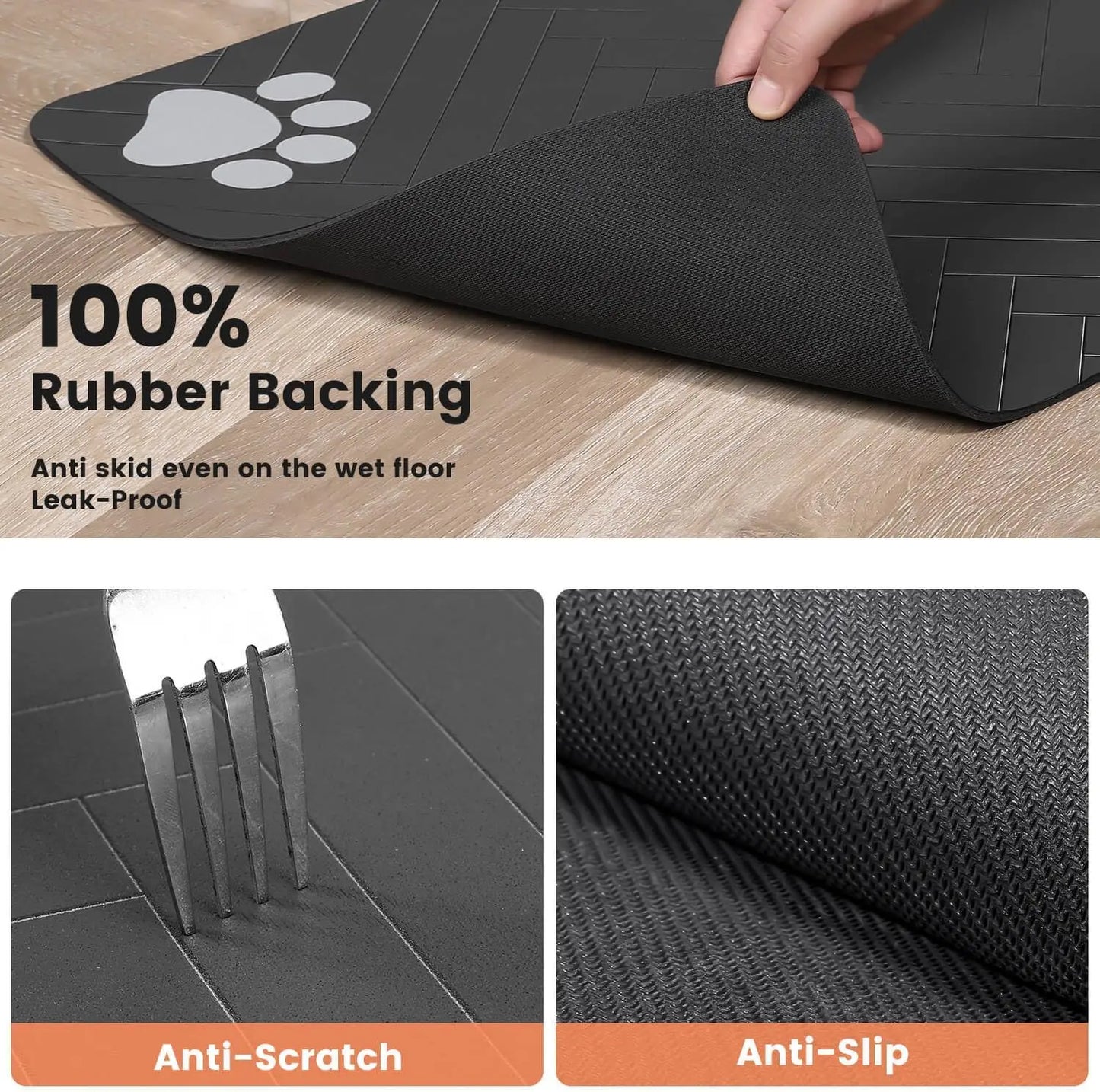 Mat-Absorbent Pet Placemat for Food and Water Bowl with Waterproof Rubber Backing Quick Dry Water Mat